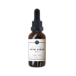 Small amber dropper bottle of Skin Virus Drops from Rowe Casa Organics