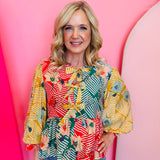 Striped Colorblock Tie Front Top