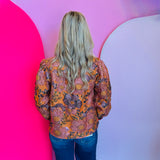 Pumpkin Floral Jacquard Top