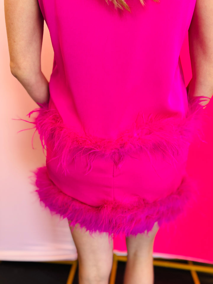Hot Pink Feather Mini Skirt