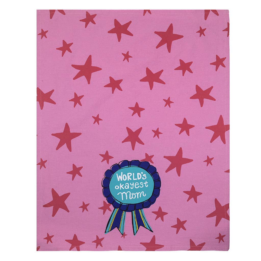 World's Okayest Mom Kitchen Tea Towel