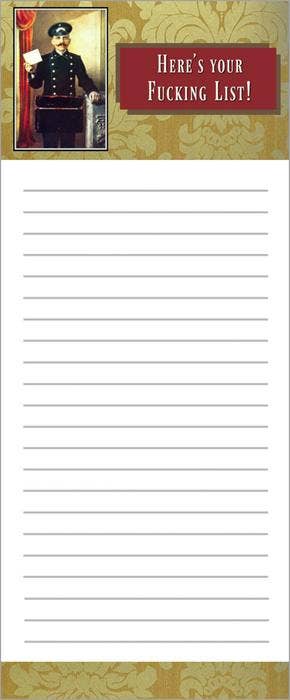 Here's Your Fucking List - Magnetic Notepad