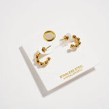Gold Beaded CZ Hoop Earrings (Water Resistant)
