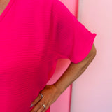 Hot Pink Woven V-Neck Top