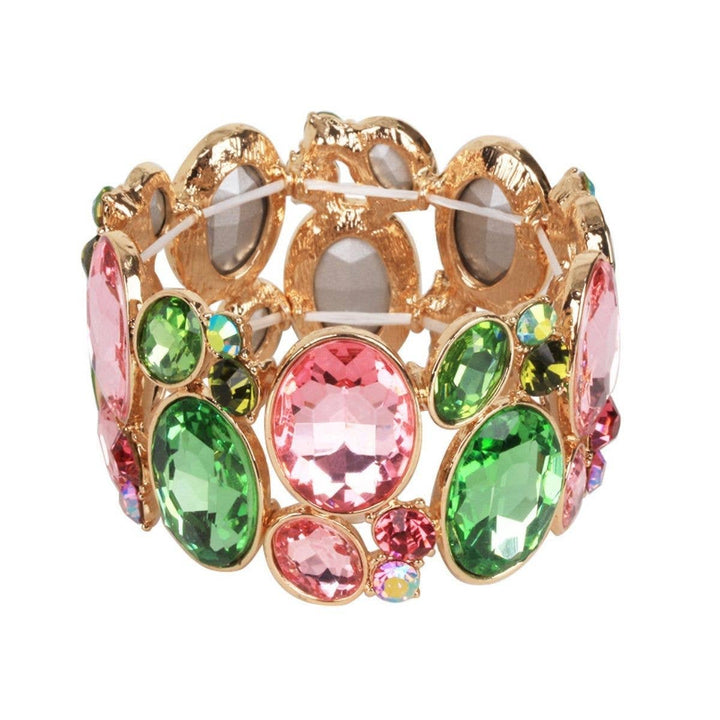 Pink & Green Oval Crystal Bracelet