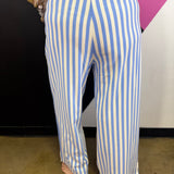 Cornflower Blue Striped Wide Leg Pants