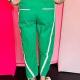 Green Stripe Cropped Pants