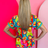 Pink & Lime Abstract Top