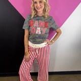 Red Striped Wide Leg Pants