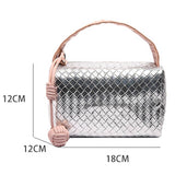 Silver Lattice Woven Cosmetic Bag