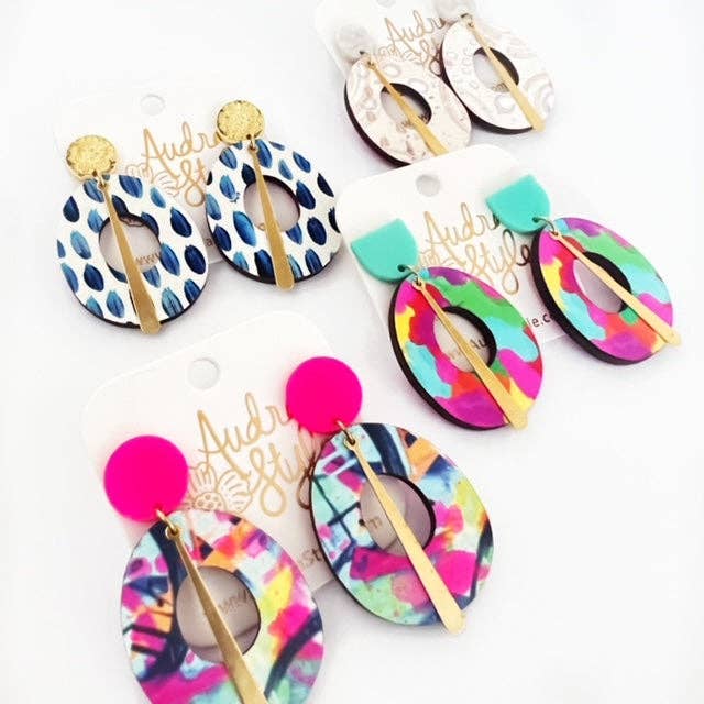 Bold Colorful Dangle Earrings made by Audra Style