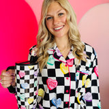Checkered Conversation Hearts Ruffle Pajama Set
