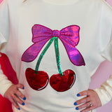 Cherry Bow Luxe Pullover