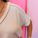 Sand Beige Corded Top