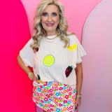 Tropical Fruit Sequin Patch Top