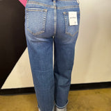 Zenana Pintuck Cuffed Wide Leg Jeans
