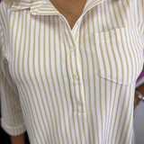 Taupe Striped Collared Shirt Dress