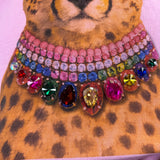 Jewel Collared Cheetah Rose Cropped Tee