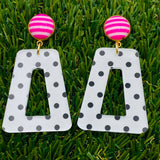 Pink Stripe & Polka Dot Drop Earrings