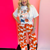 Orange Block Wide Leg Pants