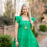 Pink Candy Jade with Anna Cross Necklace