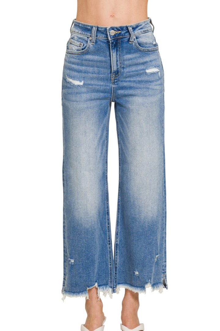 Distressed Raw Hem Jeans