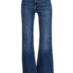 Zenana high rise bell bottom jeans with raw hem, recycled polyester blend, and dramatic 22.50-inch leg opening.