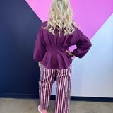 Burgundy Pleated Peplum Top
