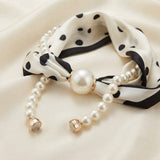 Black Polka Dot Pearl Scarf Necklace