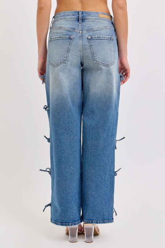 Cello Side Self Tie Baggy Jeans
