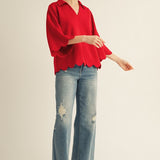 Red Scallop Top
