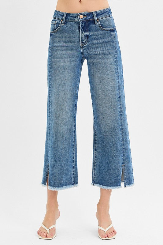 Risen Tummy Control Slit Jeans