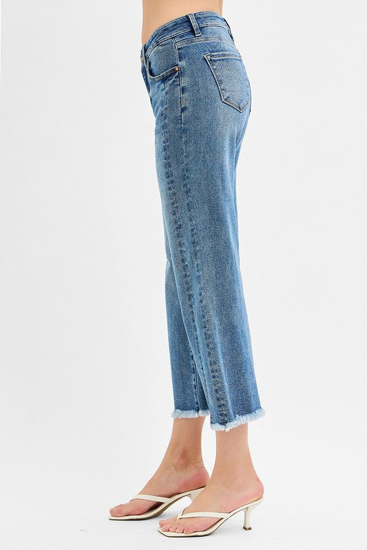 Risen Tummy Control Slit Jeans