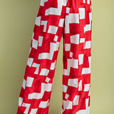Red Block Wide Leg Pants
