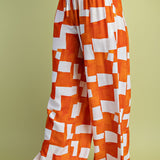 Orange Block Wide Leg Pants