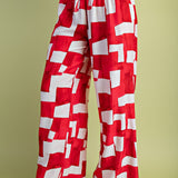 Red Block Wide Leg Pants