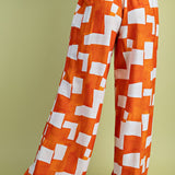 Orange Block Wide Leg Pants