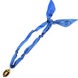 Royal blue scarf necklace with football charm.