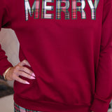 Merry Plaid Patch Luxe Pullover