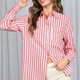Red Striped Button Down Shirt