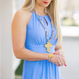 Rainbow African Sea Glass & Cross Bracelet