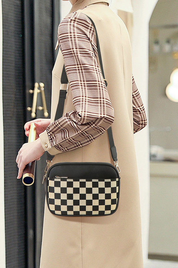 Black Checkered Crossbody Bag