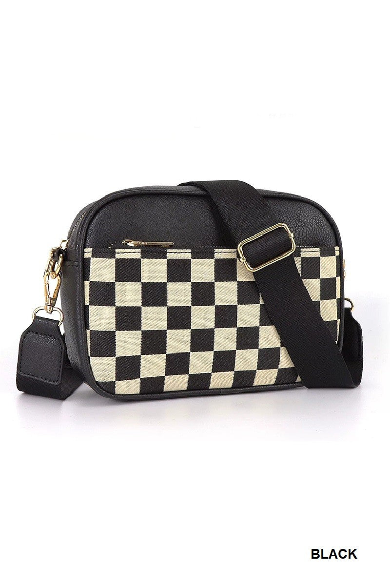 Black Checkered Crossbody Bag