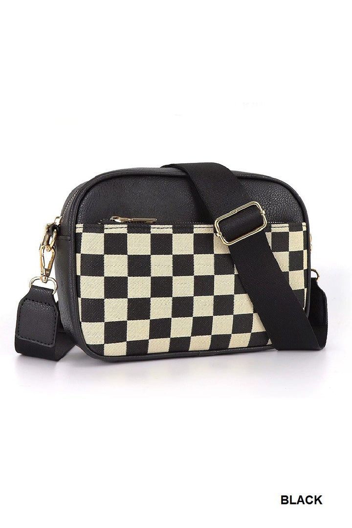 Black Checkered Crossbody Bag