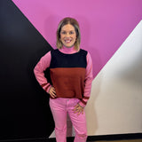 Pink & Rust Colorblock Sweater