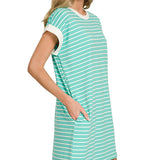 Mint Striped Tee Dress