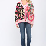 Heart & Leopard Oversized Sweater Cardigan
