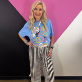 Black Striped Wide Leg Pants