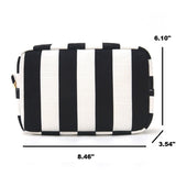 Black/White Striped Cosmetic Pouch