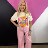Hot Pink Striped Wide Leg Pants